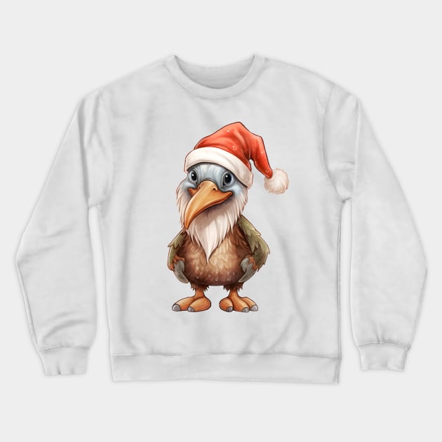 Brown Pelican in Santa Hat Crewneck Sweatshirt by Chromatic Fusion Studio